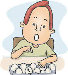 cartoon boy counting eggs